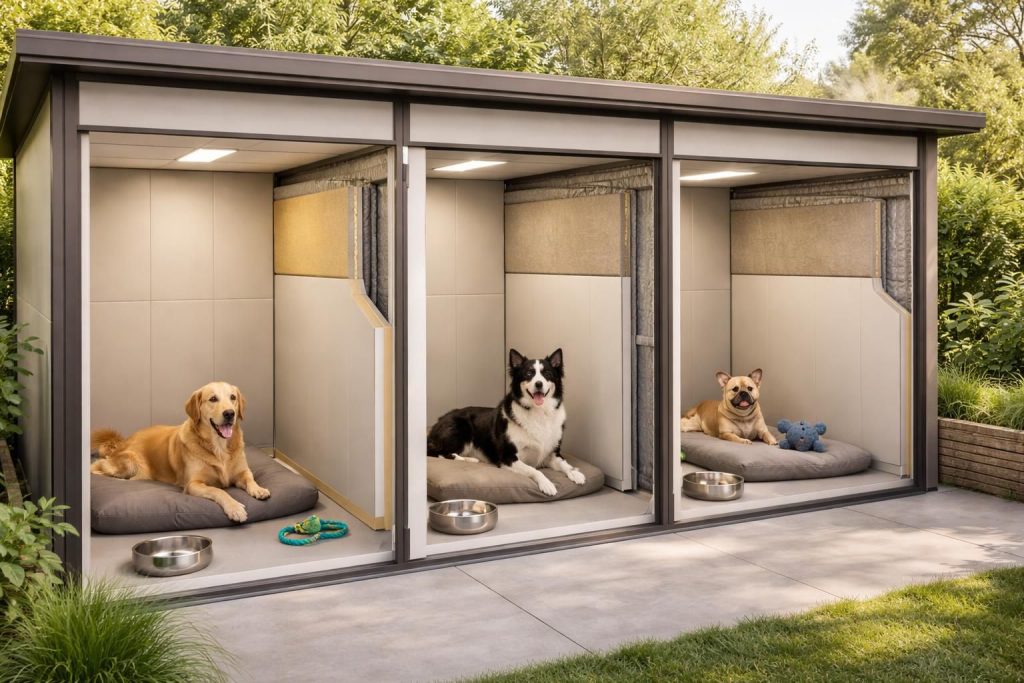 apprenez à aménager un chenil confortable pour vos chiens avec une isolation phonique efficace et un revêtement lavable, garantissant un espace sain et calme pour leur bien-être.