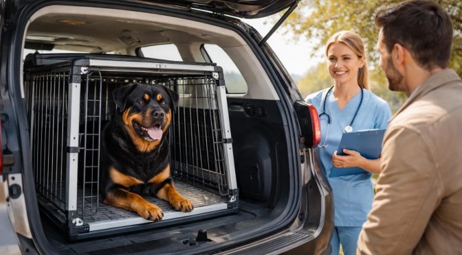 Voyager avec votre rottweiler en toute sécurité grâce aux cages homologuées et conseils vétérinaires