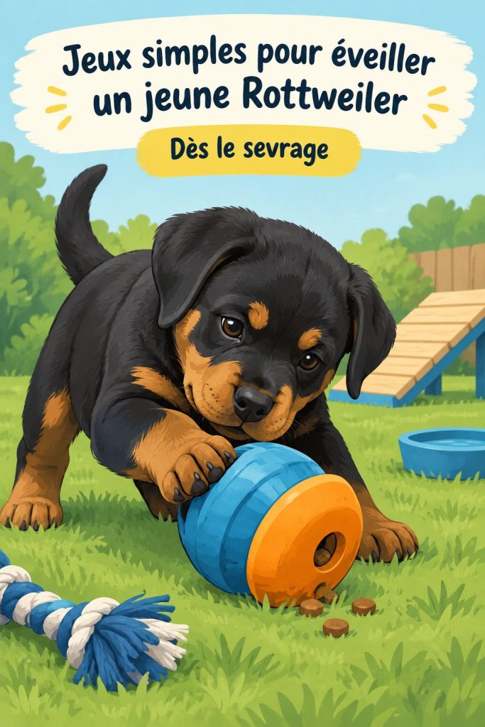 Jeux simples pour éveiller un jeune Rottweiler