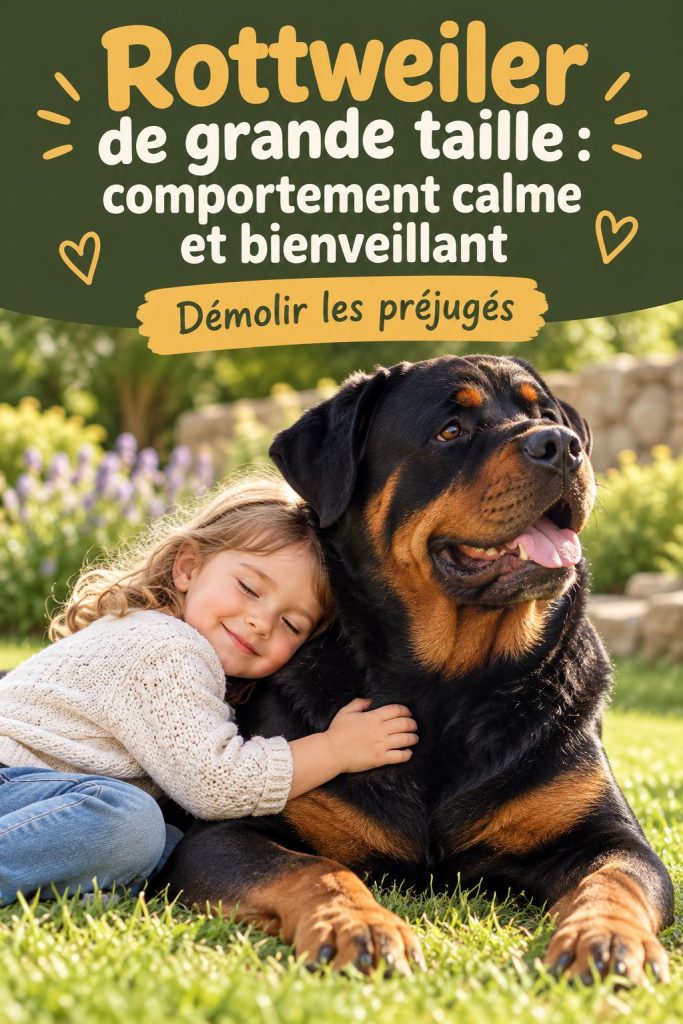 Rottweiler de grande taille : comportement calme et bienveillant